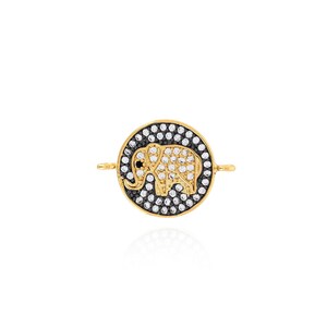 18K Gold Filling Elephant Connector, Micropavé CZ Elephant Connector, Animal Connector Charm, DIY Jewelry Making Supplies, 21x14.5x1.5mm