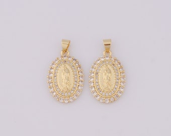 18K Gold Füllte Jungfrau Maria Anhänger, Gold Religion Charms, CZ katholische Charms DIY Armband Halskette Schmuck machen Erkenntnisse Versorgung