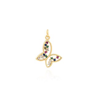 Fashion Romantic Gold Butterfly Pendant,18K Gold Filled Flying Charm,Micropavé CZ Insect Necklace,DIY Jewelry Making Accessory,23x16.5x1.8mm