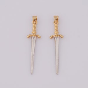 18K Gold Filled Sword Pendant,Gold Sword Charms,Sword Charms DIY Bracelet Necklace Jewelry Making Findings Supply