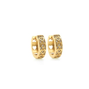 Round Heart Earrings,Micropavé CZ Round Earrings,Lever Earrings, 18K Gold Filled Cutout Earrings,Round Earrings,DIY Jewelry Supplies