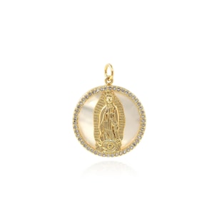 Fritillaria Anhänger, 18K Gelbgold Filled Königin Anhänger, Jesus Anhänger, Madonna Anhänger, DIY Schmuckherstellung Zubehör, 28x22x3mm