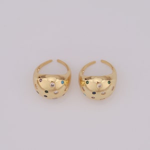 18K Gold Filled Wide Ring, CZ Opening Ring, Gift for Her