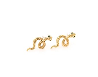 Snake Earrings, 18K Gold Filled Gold Snake Stud Earrings, Micropavé CZ Animal Stud Earrings, Gift for Her, DIY Jewelry Making Accessories
