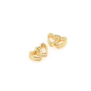 Heart Spacer Beads, 18K Yellow Gold Filled Heart Spacer Beads, Bracelet Beads, Necklace Beads, DIY Jewelry Making Accessories, 7.8x13x5mm