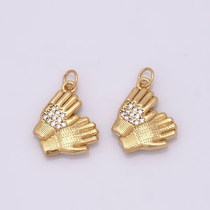 18K Gold Filled Glove Pendant,Gold CZ Hand Charms,Glove Charms DIY Bracelet Necklace Jewelry Making Findings Supply
