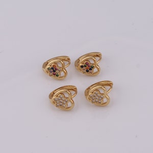 18K Gold Filled CZ Heart Earrings,Star Earrings,Hoop Earrings,Hypoallergenic Huggie Hoop,Gift for Her
