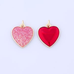 Ciondolo a forma di cuore riempito d'oro 18 carati, ciondoli d'amore in oro, ciondoli a forma di cuore fai da te per braccialetti, collane e gioielli.