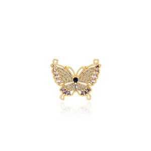 Fashion Romantic Gold Butterfly Pendant,18K Gold Filled Flying Charm,Micropavé CZ Insect Necklace,DIY Jewelry Making Accessory,21x25x3mm