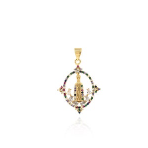 Trendy Oval Pope Pendant, 18K Gold Filled Catholic Charm, Micropavé CZ Religious Necklace, DIY Jewelry Making Accessory, 33x21.5x2.5mm