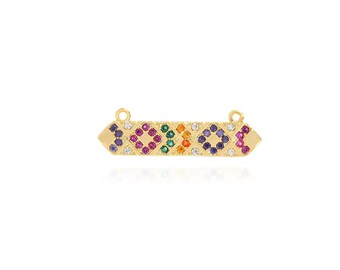 Pingente de barra, pingente de barra preenchido com ouro 18K, colar de barra CZ micropavé, acessório para fazer joias DIY, 8x27x1,5mm