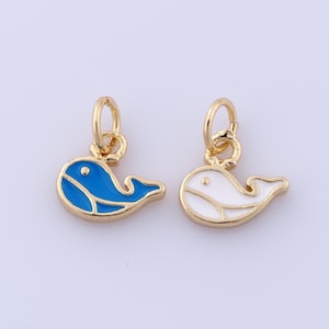 Colgante de ballena chapado en oro de 18 quilates, dijes de esmalte, dijes de océano, accesorios para hacer joyas DIY