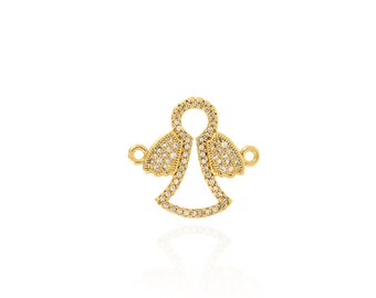18K Gold Filled Ghost Connector, Micropavé CZ Ghost Connector, Ghost Connector Charm, DIY Jewelry Making Supplies, 20.5x22x2.5mm