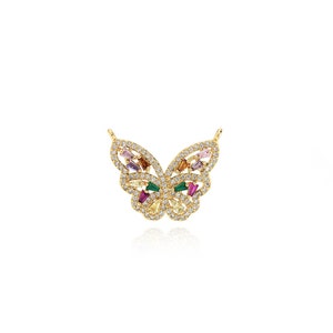 Fashion Romantic Gold Butterfly Pendant,18K Gold Filled Flying Charm,Micropavé CZ Insect Necklace,DIY Jewelry Making Accessory,20.8x26x3mm