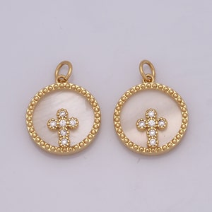 18K Gold Filled Cross Pendant,Gold CZ Fritillary Religion Charms,Christian Charms DIY Bracelet Necklace Jewelry Making Findings Supply