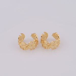 18K Gold Filled Open End Ring, Leaf Ring, Gift for Her
