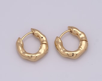 Gold Irregular Earrings,18K Gold Filled Huggie Hoop Earrings,Hoop Earrings,Hypoallergenic Huggie Hoop,Gift for Her