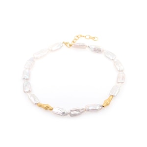 Fashion Necklace, 18K Gold Filled Beaded Necklace, Pearl Necklace, Gift For Her, Pearl Jewelry, 42cm
