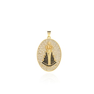 Trendy Oval Pope Pendant, 18K Gold Filled Catholic Charm, Micropavé CZ Religious Necklace, DIY Jewelry Making Accessory, 39x24x4mm