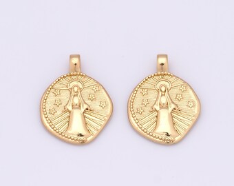 18K Gold Füllte Jungfrau Maria Anhänger, Gold Religion Charms, katholische Charms DIY Armband Halskette Schmuck machen Erkenntnisse Versorgung