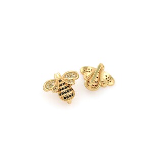 Bee Spacer Beads, 18K Yellow Gold Filled Insect Spacer Beads, Micropavé CZ Bracelet Ketting Beads, DIY Sieraden Maken Accessoires