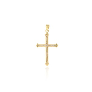 Fashion Cross Pendant, 18K Gold Filled Catholic Charm, Micropavé CZ Religious Necklace, DIY Jewelry Making Accessory, 41.5x22.5x2mm