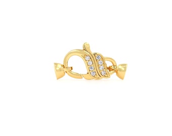 Leaf Clasp, 18K Gold Filled Lobster Clasp, Necklace Clasp, Micropavé CZ Keychain, Carabiner, Bracelet Clasp, DIY Jewelry Making Supplies