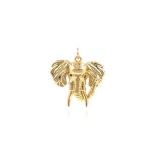 18K Gold Stuffed Elephant Pendant, Elephant Charm, Animal Pendant, Gift for Her, DIY Jewelry Making Accessories, 27x25x6mm