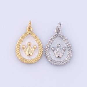 18K ゴールドフィルド ティアドロップペンダント、ハットチャーム、マザーオブパールチャーム、DIY ジュエリー製作用金具