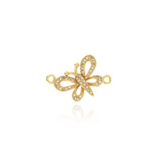 18K Gold Filled Butterfly Connector, Micropavé CZ Butterfly Connector, Butterfly Connector, DIY Jewelry Making Supplies, 16.5x24.5x2.5mm