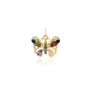 Fashion Gold Butterfly Pendant, 18K Gold Filled Flying Charm, Micropavé CZ Insect Necklace, DIY Jewelry Making Accessory, 16.5x17.5x3mm