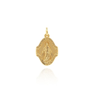 Religious Pendant, Oval Madonna Pendant, 18K Gold Filled Virgin Mary Pendant, Religious Charm, DIY Jewelry Making Accessories, 22x12.7x2mm