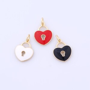 18K Gold gefüllt Herz Anhänger, Schloss Charms, Emaille Charms DIY Armband Halskette Schmuck machen Erkenntnisse Versorgung