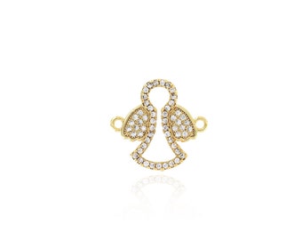 Micropavé CZ Ghost Connector, 18K Gold Filled Ghost Connector, Ghost Connector Charm, DIY Jewelry Making Supplies, 17x18x2mm