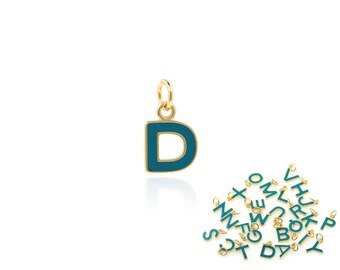 18K Gold Filled Letter Necklace, Enamel Alphabet Pendant, Personalized Jewelry, Initial Charm, DIY Jewelry Making Supplies,8x12x1.5mm