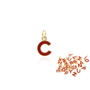 Initial Charm, 18K Gold Filled Letter Necklace, Enamel Alphabet Pendant, Personalized Jewelry, DIY Jewelry Making Supplies,8x12x1.5mm