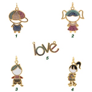 Couple Pendant, Micropavé CZ Boy Girl Charm, 18K Gold Filled Couple Necklace, DIY Jewelry Making Accessories