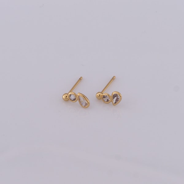 18K Gold gefüllte Minimalist Ohrstecker, Micro Pavé CZ Wasser Tropfen Ohrstecker, hypoallergene Ohrstecker, Geschenk für Sie
