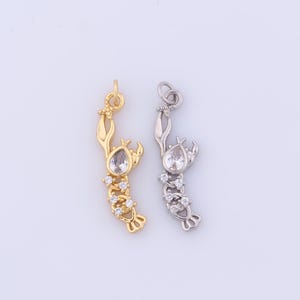 18K Gold Filled Lobster Pendant, Micropave Zirconia Ocean Charms, DIY Jewelry Making Findings Supplies