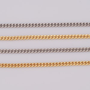 18K Gold Filled Curb Chain, Collarbone Chain, DIY Bracelet Necklace Jewelry Making Supplies