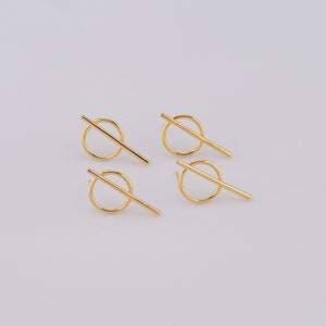 18K Gold Filled Round Earrings, Bar Earrings,Gift For Her