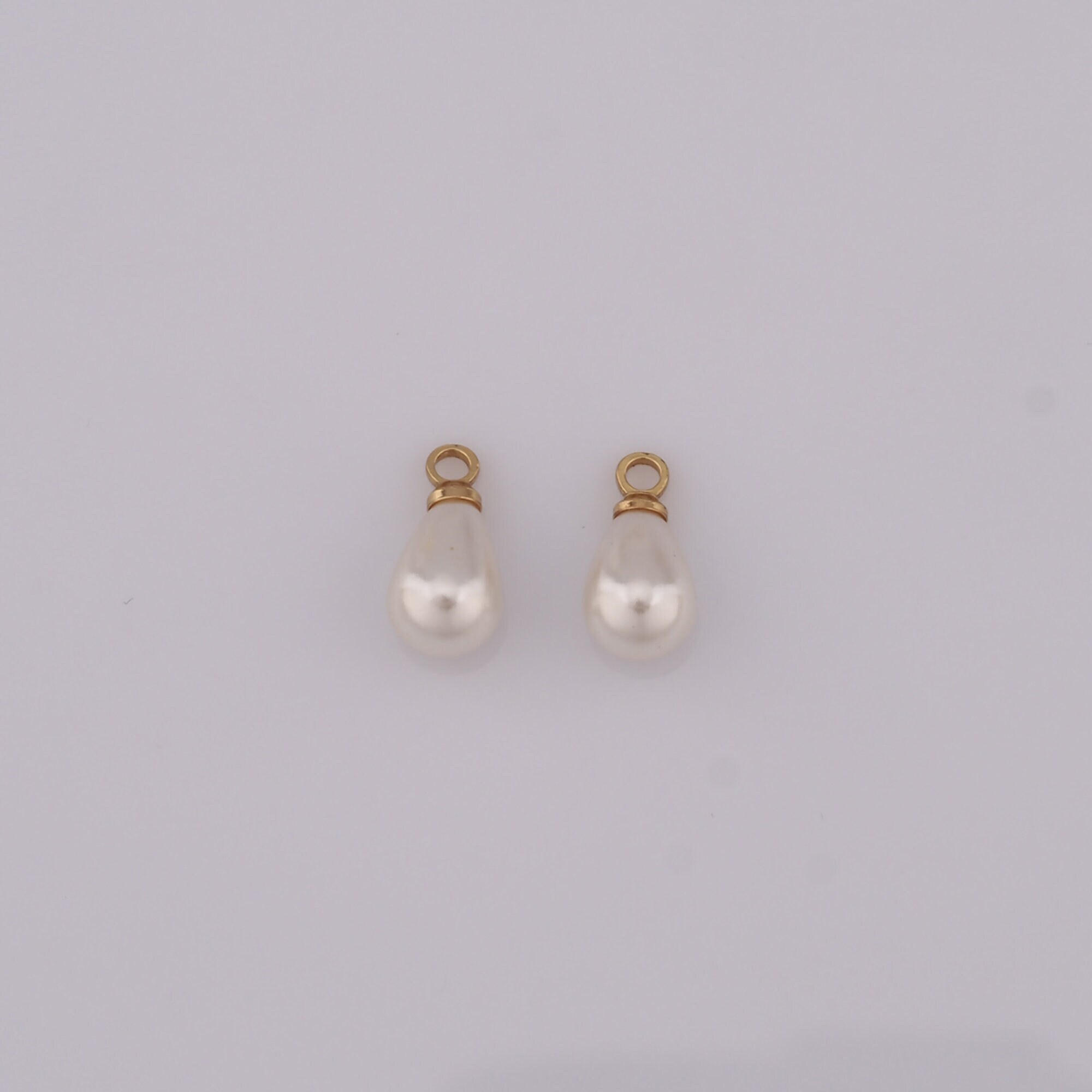 18K Gold Filled Minimalist Charm, Gold Waterdrop Charms,Pearl Pendant,DIY Bracelet Necklace Jewelry Making Findings Supply