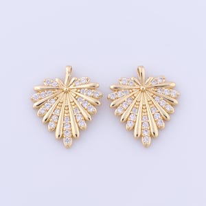 Ciondolo a forma di cuore riempito in oro 18 carati, ciondoli con zirconi micropavé, accessori per la creazione di gioielli fai da te