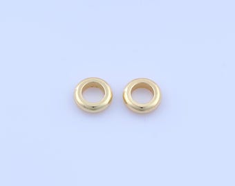 10 perles plates rondes remplies d'or 18 carats, perles larges, accessoires pour la fabrication de bijoux à bricoler soi-même