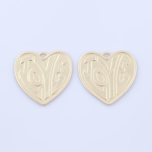 Ciondolo a forma di cuore riempito d'oro 18 carati, ciondoli d'amore in oro, ciondoli con lettere, fornitura di accessori per la creazione di gioielli fai da te, braccialetti e collane.