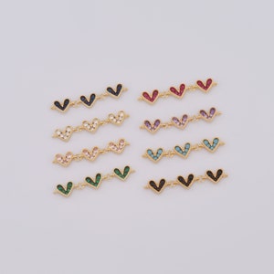 18K Gold Filled Heart Connector, CZ Love Connector, DIY Bracelet Necklace Jewelry Making Supplies