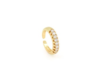18K Gold Filled Adjustable Ring, Micropavé CZ Open Gold Ring, Dainty Ring, Disc Gold Ring, Gift for Her, DIY Jewelry Supplies