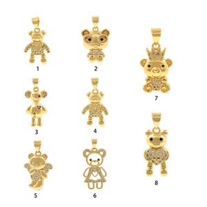 Bär Anhänger, Micropavé CZ Panda Anhänger, 18K Gold Stofftier Halskette, Panda Charm, DIY Schmuckherstellung Zubehör