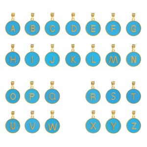 Pingente de letra redondo, pingente de alfabeto em esmalte CZ micropavé, colar inicial preenchido com ouro 18K, acessório para fazer joias faça você mesmo, 28x19x2,5 mm