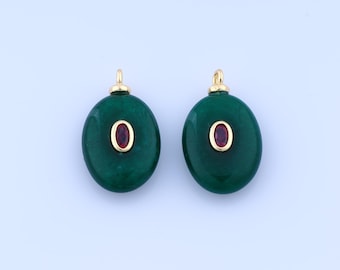 Ciondolo in pietra energetica riempito d'oro 18 carati, ciondoli in pietra naturale dorata, ciondoli in giada verde, fornitura di accessori per la creazione di gioielli fai da te, bracciali e collane